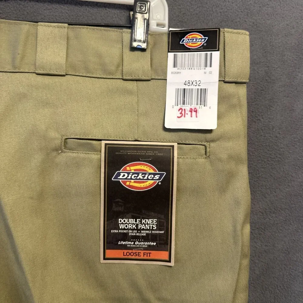 NWT Dickies Double Knee Work Pants‎ Loose Fit Mens Big & Tall Size 48x32 Khaki